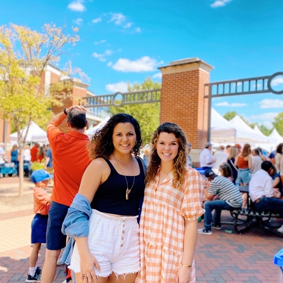 KARLIE Orange / White Gingham Dress - Picture 2 of 3